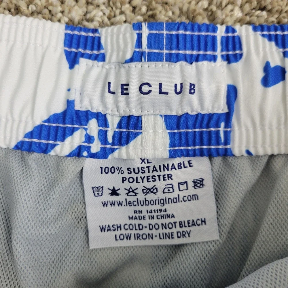 NWT Le Club Splash Long Blues Mens XL Blue White Paint Splatter Lined Swimsuit